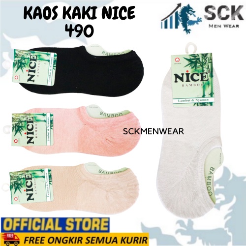 Kaos Kaki Wanita NICE 490 Polos Warna / Kaus Kaki Kebutuhan Wanita / Invisible Socks Bawah Mata Kaki Cewek - sckmenwear GROSIR