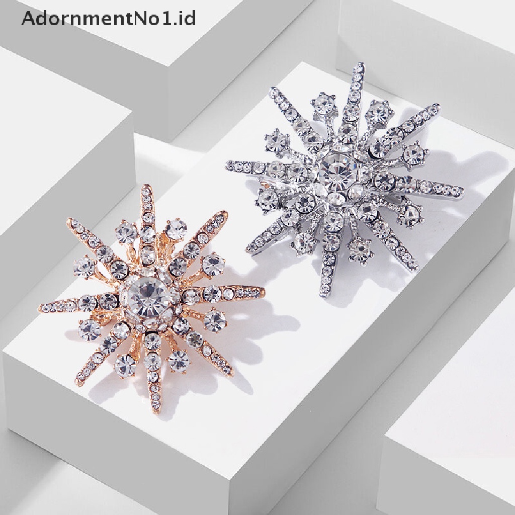 [AdornmentNo1] Vintage Berlian Imitasi Snowflake Bros Octagon Star Studded Brooch Retro Lencana Jas Pakaian Bros Fashion Aksesori Pria Wanita Jas Kerah Pin [ID]