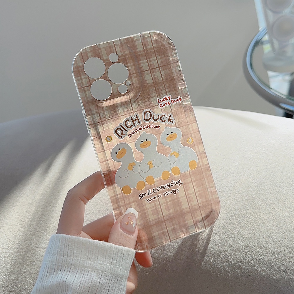 IPHONE Cute Rich Duck Kartun Lembut Casing Transparan Untuk Iphone14 11 12 13 PRO MAX Casing Cover Pelindung AT0009