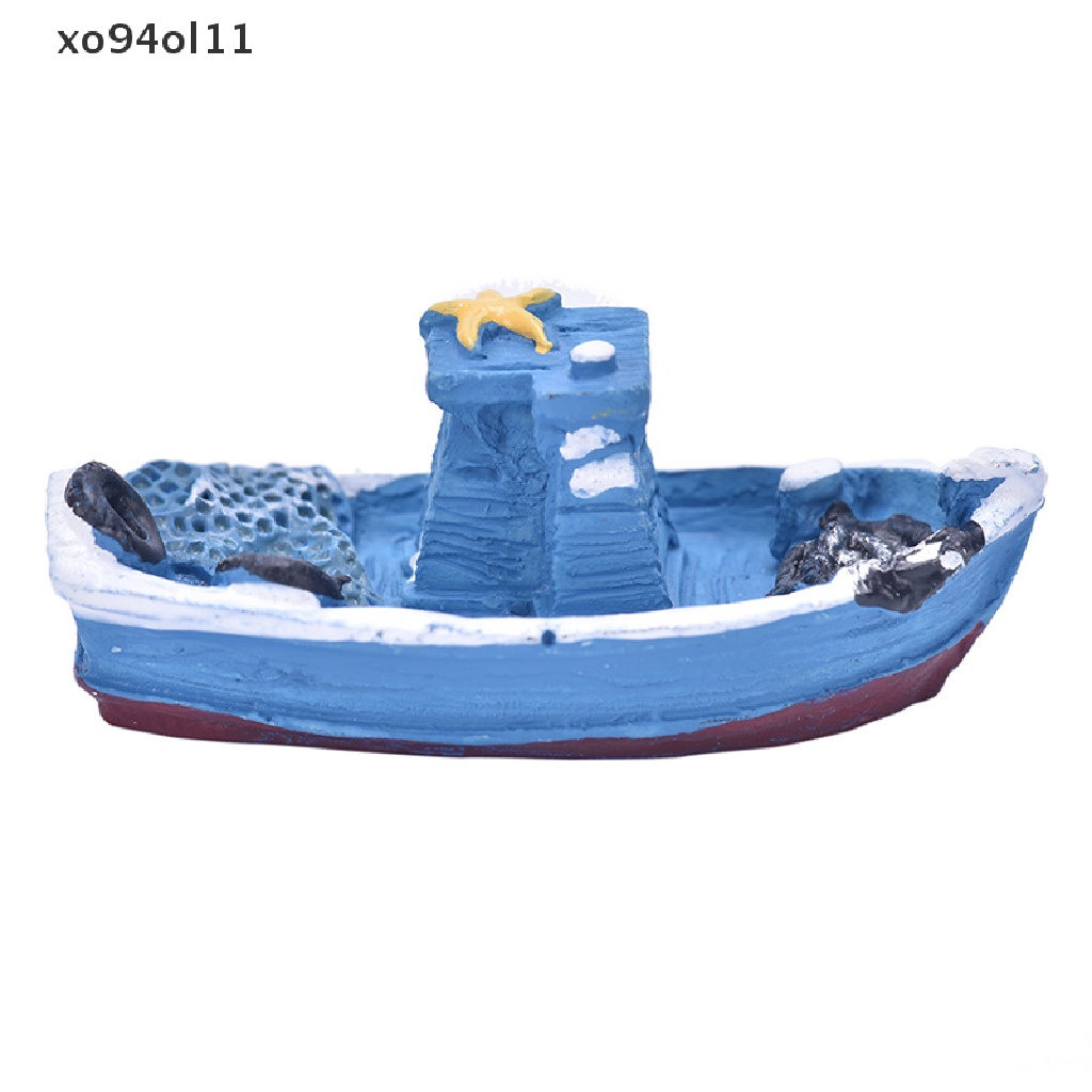 Xo Pop 1 Pcs Yacht Kapal Kapal Nelayan Miniatur Peri Taman Rumah Rumah Kerajinan Micro Lansekap Dekorasi DIY Aksesoris OL