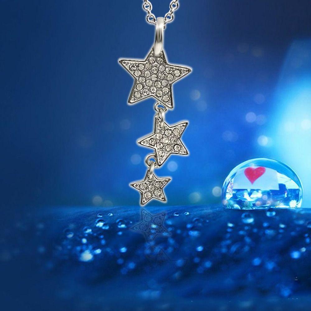 MXBEAUTY Wanita Kalung Trendy Emas Bintang Liontin Retro Kristal Mengkilap Gaya Korea Necklace