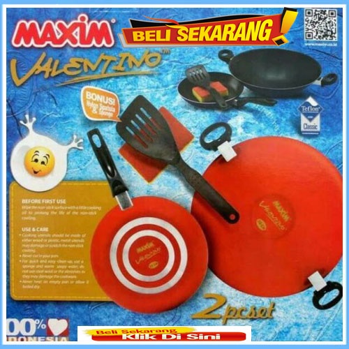 PAKET MAXIM 30WOK+22FP VALENTINO SET 2 PCS / WAJAN TEFLON MAXIM VALENTINO MANTAP