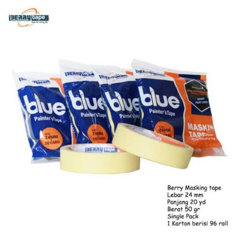 

Masking Tape Berry 1 inch - Isolasi Kertas 24mm X 20 yard