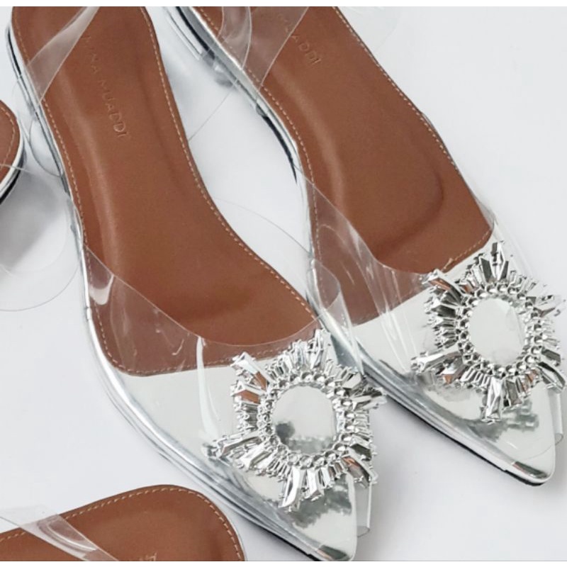 Amiina Muadii Flat Heels Crystal transparant 3cm (box polos) -kw Local made by Shoeponic