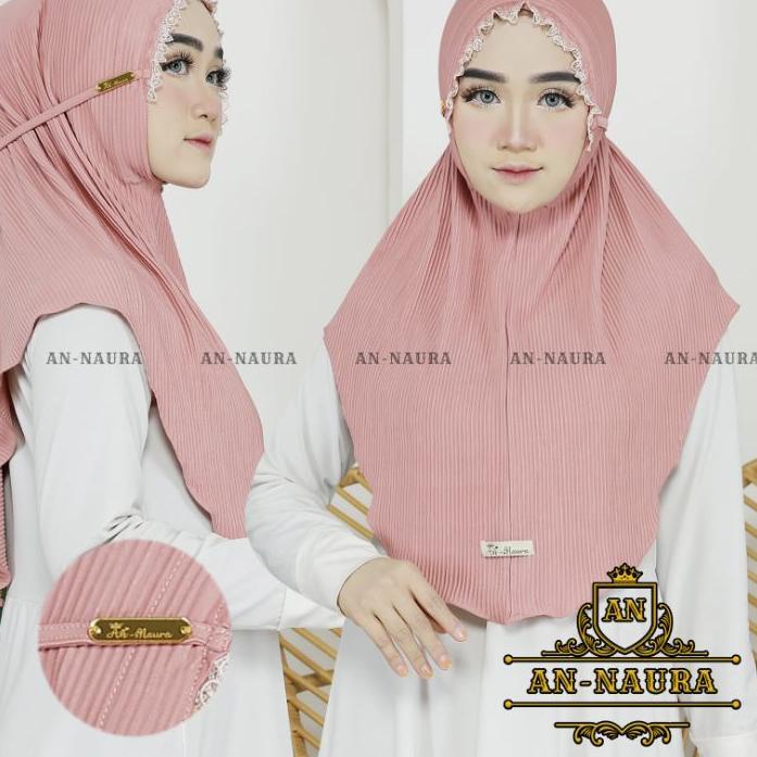♤ Jilbab plisket kerut renda tali jersey terbaru / bergo plisket renda kerut murah / hijab jersey pl
