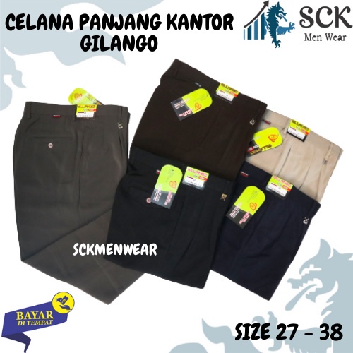 Celana Panjang Basic Pria GILANGO Formal Kerja Kantor Katun ukuran 27-38 - sck