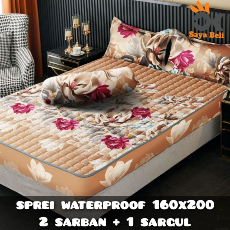 SPREI WATERPROOF PREMIUM/ SPREI PROTECTOR/ SPREI ANTI AIR/ SPREI ANTI OMPOL SIZE 180X200 160X200 140x200 120x200 KARET KELILING MUTER