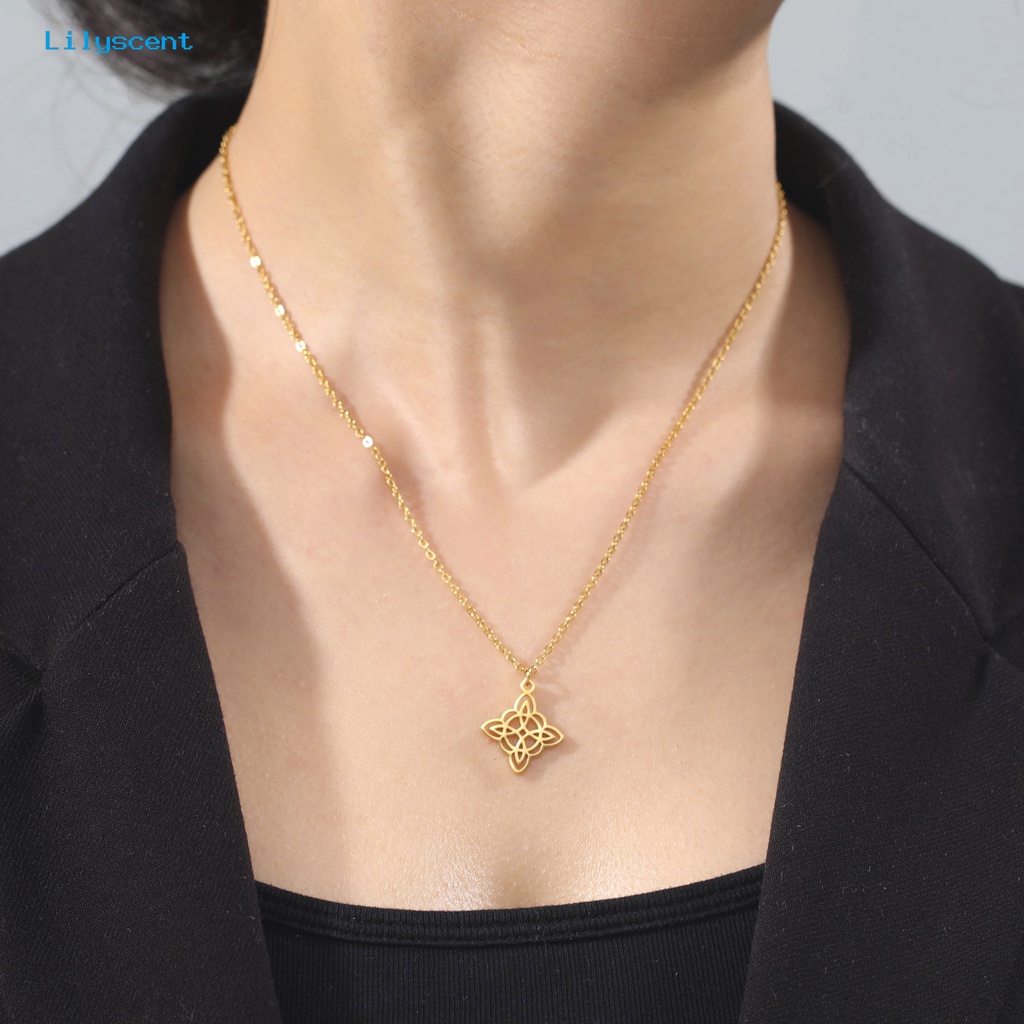 [LS] Liontin Kalung Vintage Temperamen Geometris Electroplating Adjustable Wanita Wanita Square Motif Lingkaran Konsentrik Hadiah Perhiasan Untuk Pacaran