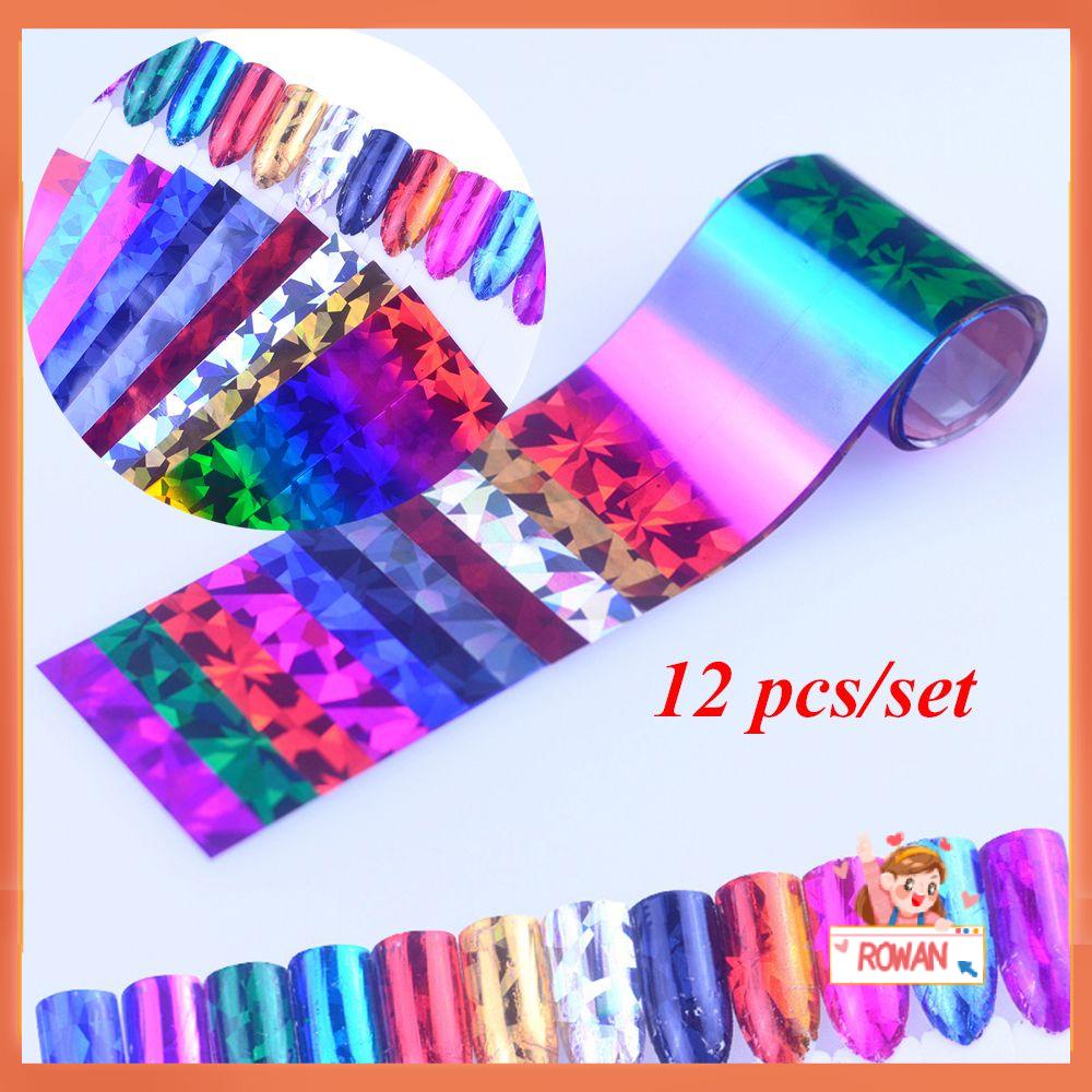 R-flower 12Pcs/set Kuku Foil Kecantikan 3D DIY Manicure Nail Stickers