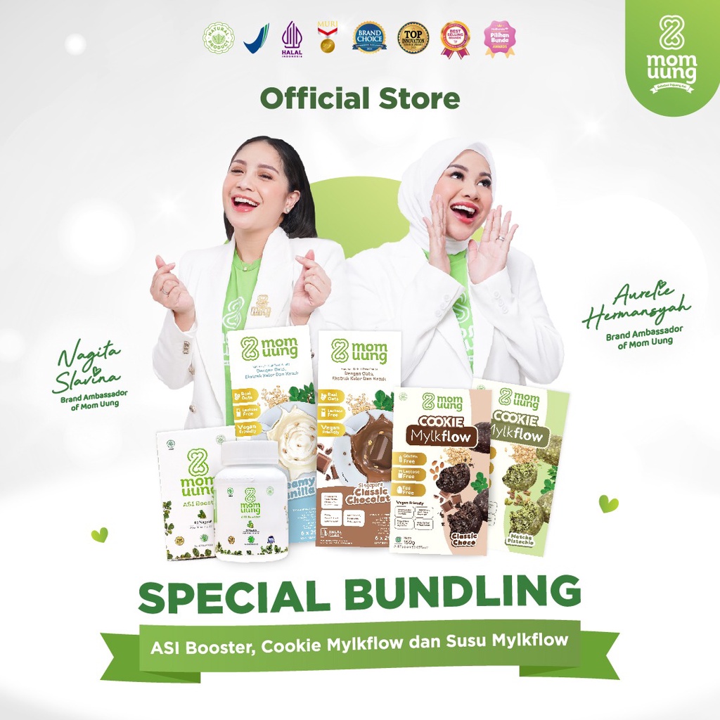 MOM UUNG SPECIAL BUNDLING ASI BOOSTER 60 KAPSUL + COOKIE MYLKFLOW + SUSU MYLKFLOW/ PELANCAR ASI HALAL/ VEGAN FRIENDLY