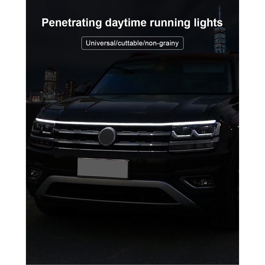 Lampu LED Mobil Strip 12V DRL LED Lampu Kap Mobil Flexible Lampu Dinamik Strips Waterproof Universal Daytime Running Light