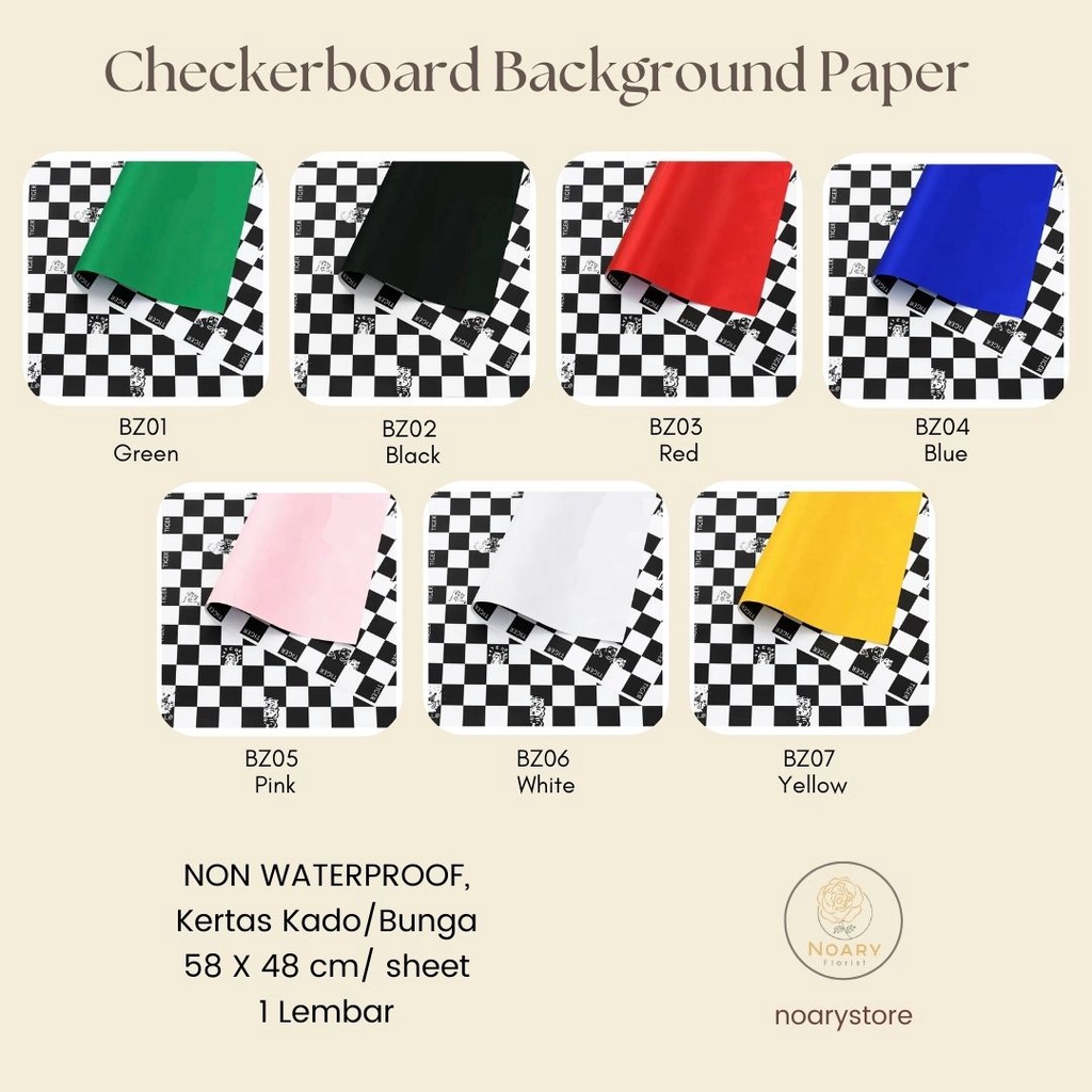 CHECKERBOARD BACKGROUND PAPER / Flower Wrapping / Cellophane