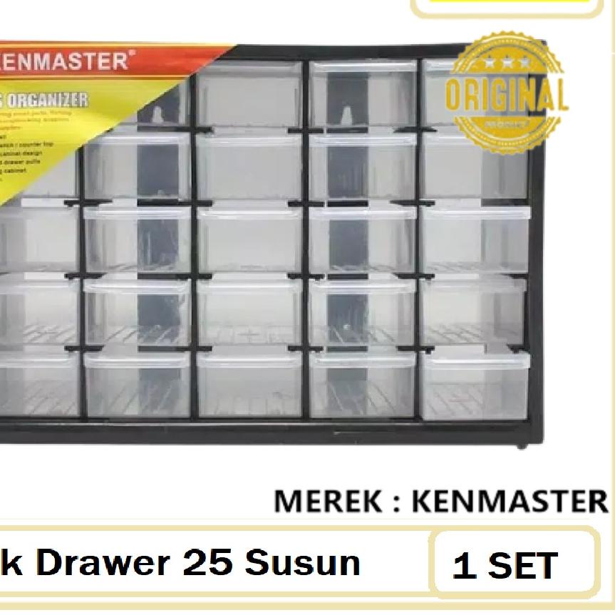 ◙ Kotak Plastik Kenmaster Rak Drawer 25 Susun Laci 25Slot Rak Susun Rak Plastik Kotak Kotak 25 Susun