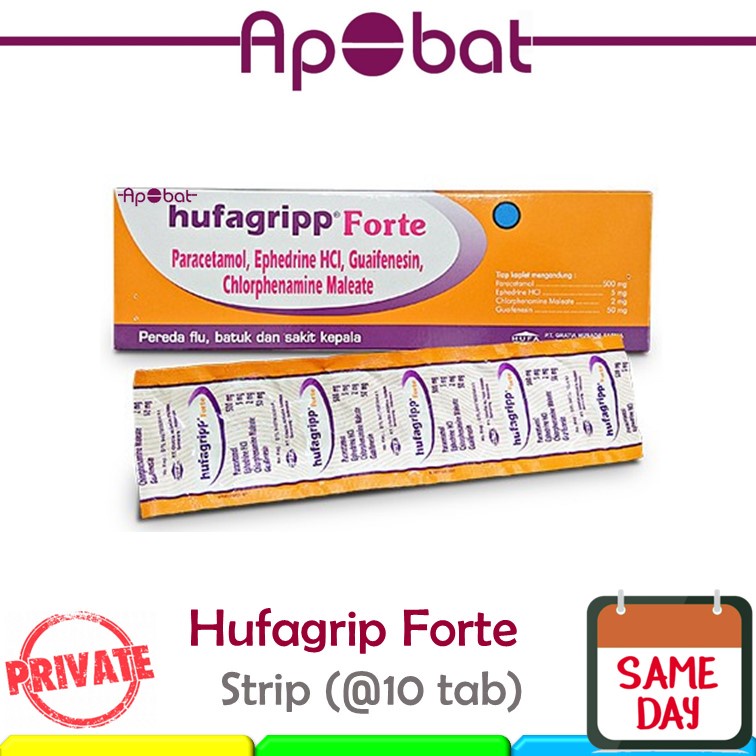 - ApObat - Hufagrip Forte STRIP isi 10 Tablet Obat Batuk Pilek Panas Demam Sakit Kepala Flu Hufagrib