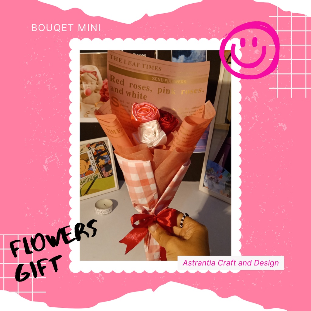 

BOUQUET MINI BUNGA MAWAR (PITA) UNTUK KADO ULTAH, VALENTINE, SEMPRO