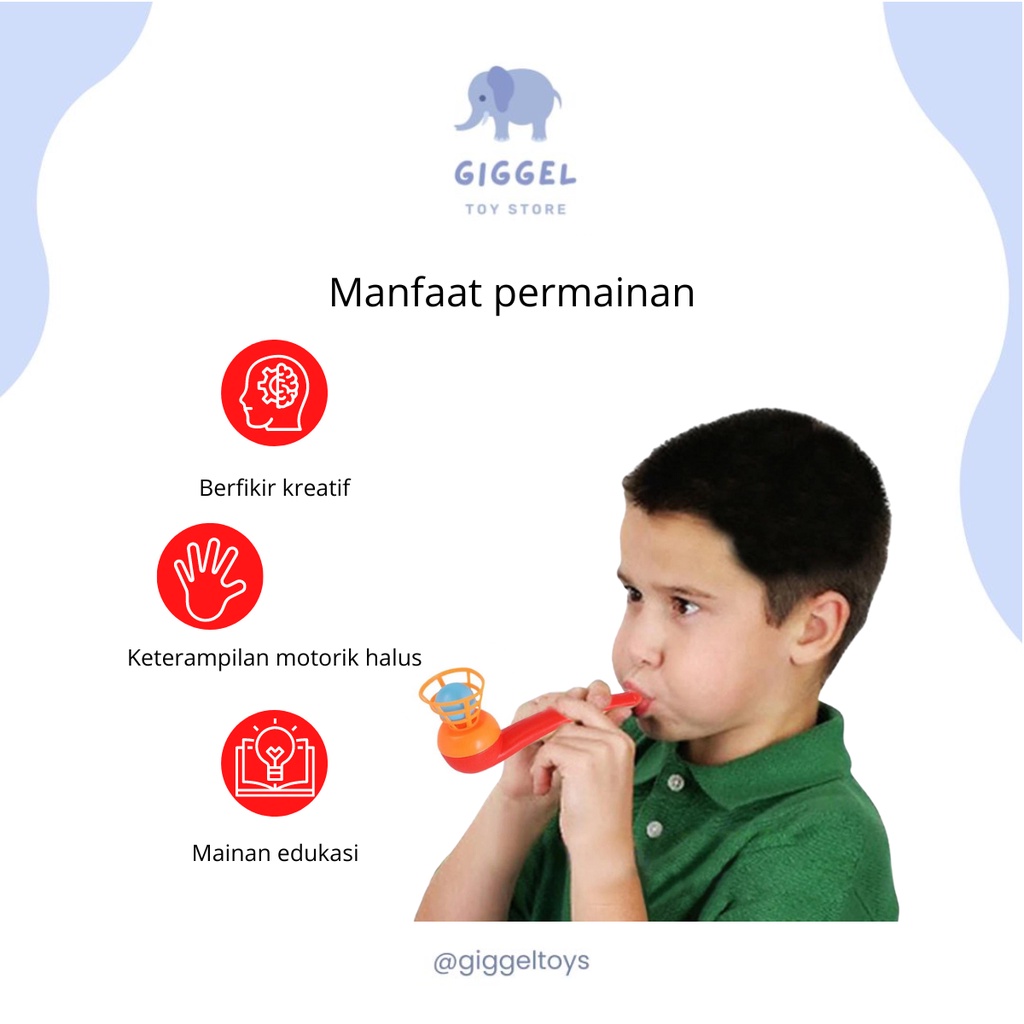 [ Giggel ] Bola Pipa Tiup / Pipe Blow Ball / Mainan Peluit Bola / Mainan Bola Tiup Pipa / Mainan Bola Tiup Pipe Blowing