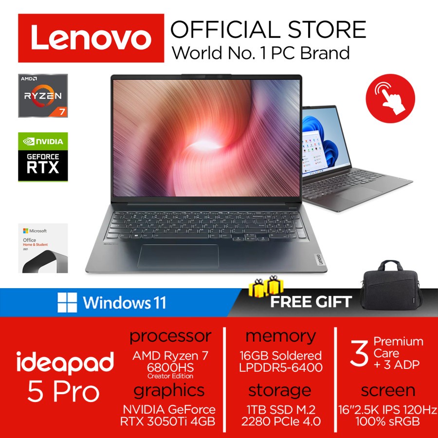 Lenovo Ideapad 5 Pro 16ARH7 | Ryzen 7 6800HS 16GB 1TB SSD RTX3050Ti - Cloud Grey