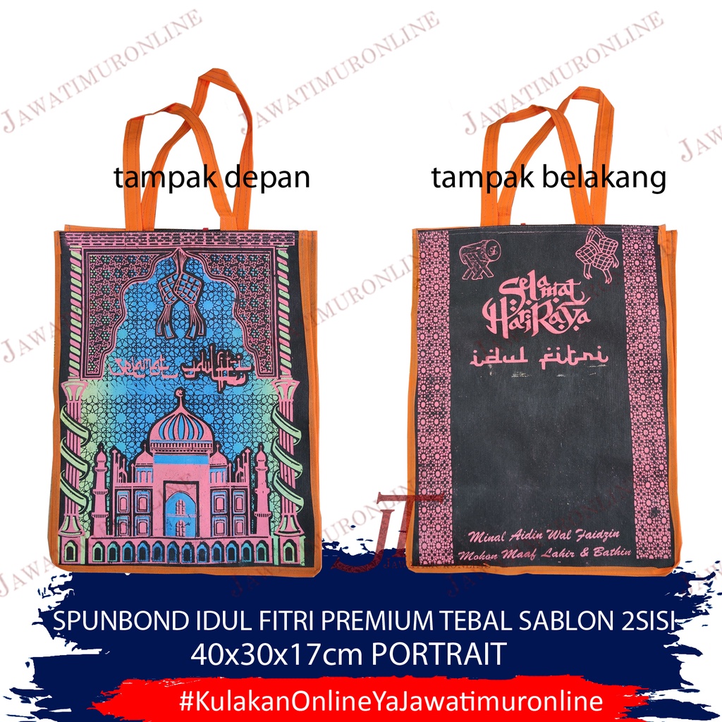 TAS LEBARAN SPUNBOND IDUL FITRI PREMIUM TEBAL SABLON 2 SISI 30 X 40