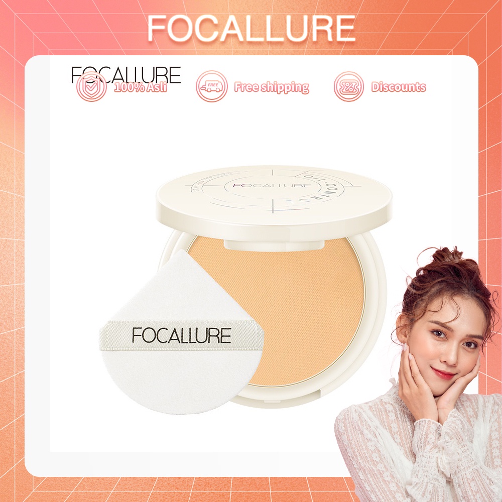 FOCALLURE Natural Oil-control Powder Stay-Matte Bedak Hingga 12 Jam Powder Professional Brand Pressed FA236