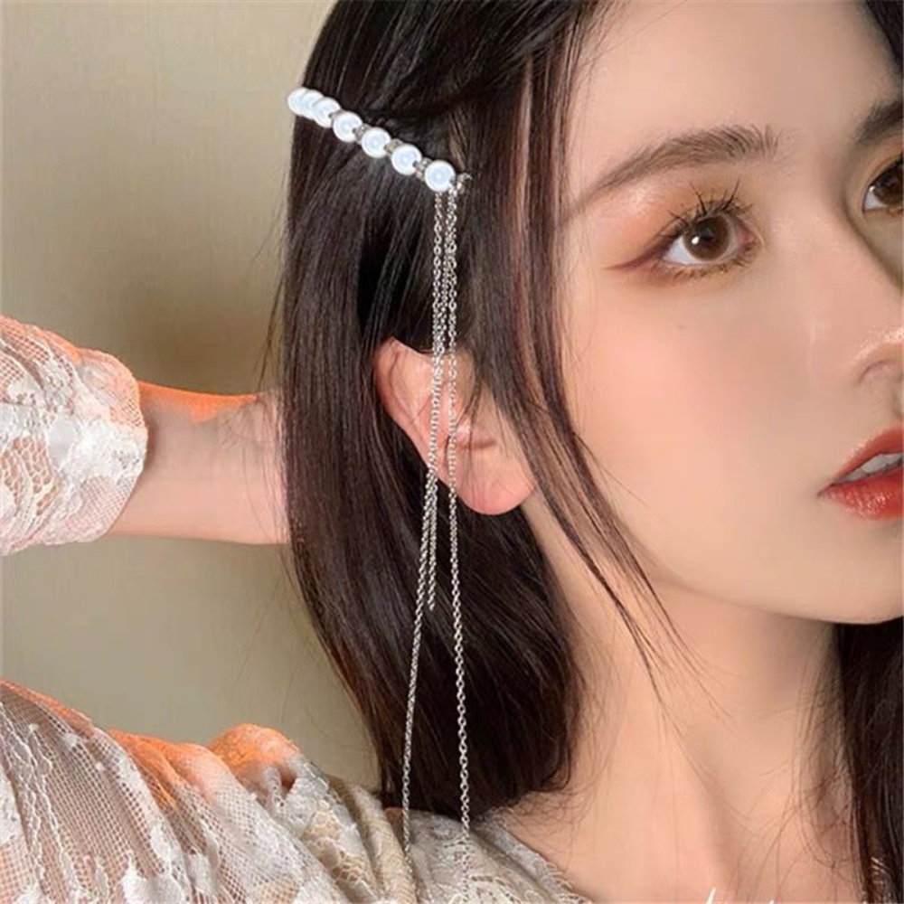 Deartiara Korea Simple Fashion Jepit Rambut Kristal Imitasi Mutiara Rumbai Hair Clip Dengan Aksesoris Rambut Serbaguna