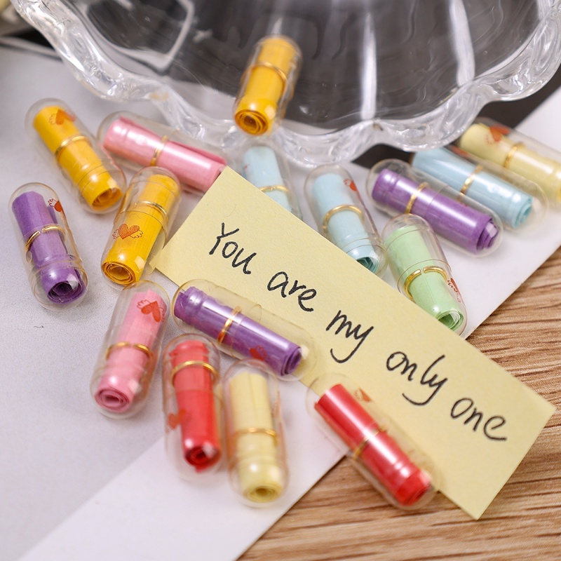 100pcs/set Kapsul Pesan Harapan Terbaik Romantis DIY/Pil Kertas Surat Pengakuan Hari Valentine/Pesta Pernikahan Ulang Tahun Terkejut Hadir