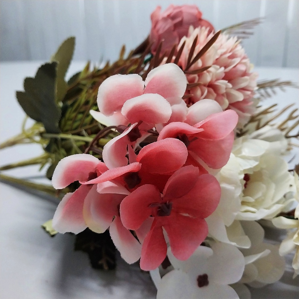 COD Bunga Mawar Hias Mary Rose Mix Buket Bunga Plastik Palsu Tangkai Ornamen Pajangan Dekorasi Ruangan Rumah Import Artificial Flower Tanaman Hias Azgalery PBP153