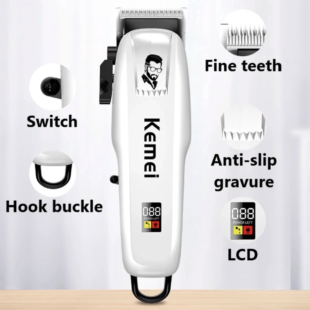 Hope Store - Kemei KM-809A Hair Clipper Alat Mesin Cukur Rambut  Mesin Cukur Rechargeable Hair Clipper/Alat Cukur Rambut System Charge Tanpa Kepala Charger - 1 Set