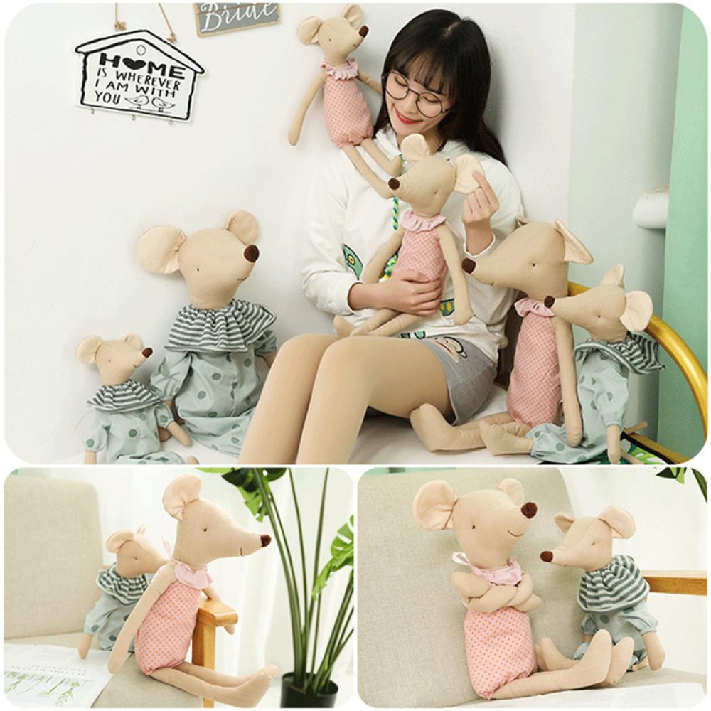 Timekey 1pc 35/45/60cm Kawaii Soft Mouse Plush Toys Cuddly Plushies Boneka Boneka Kartun Hewan Lucu Tikus Bayi Mainan Tidur Dekorasi Rumah O3Q7