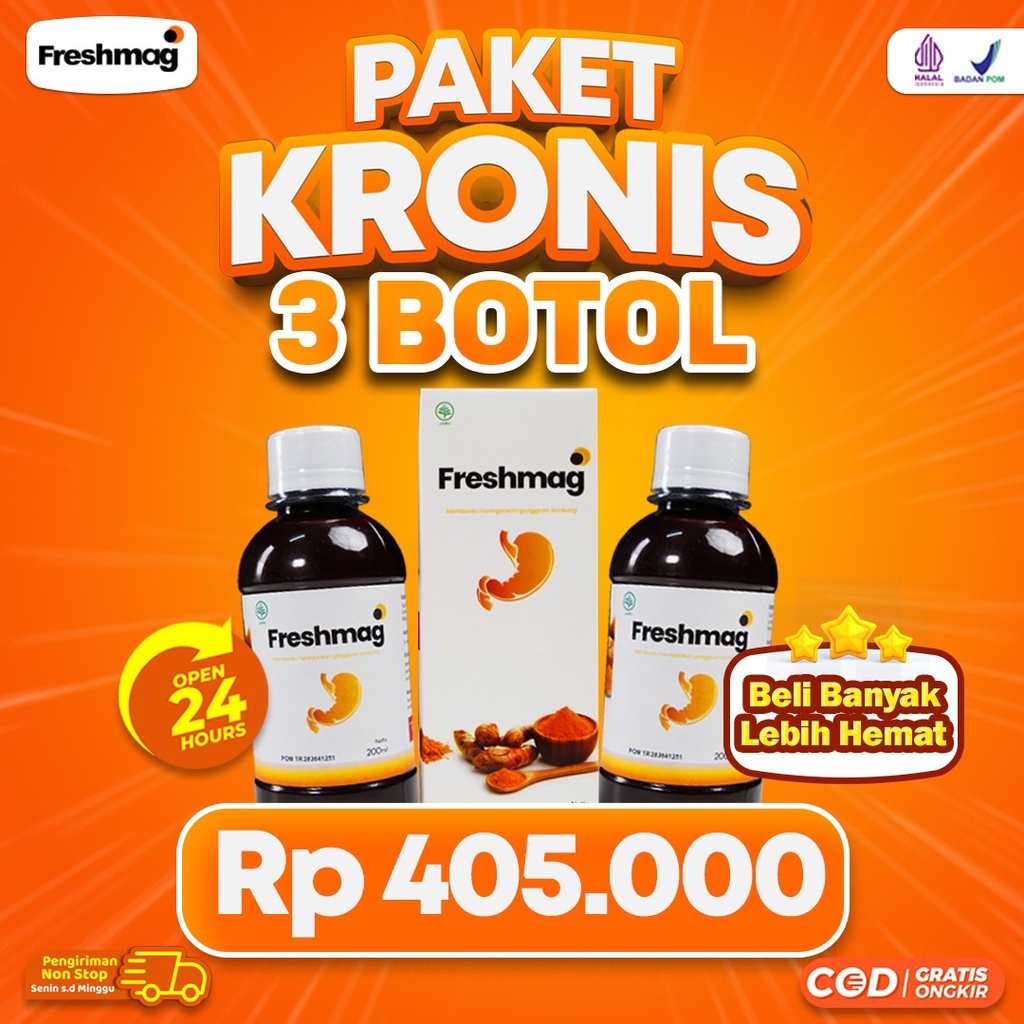 Paket Kronis 3 Botol Freshmag - Madu Herbal Alami Atasi Masalah Lambung Gerd Infeksi Lambung Magh Maag Kronis Penambah Nafsu Makan Jaminan Asli Distributor Freshmag Aman Terpercaya  BPOM HALAL Fresh Maag Presmag Zestmag