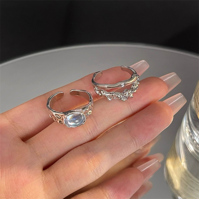 Fashion Moonlit Zircon Open Ring Cincin Jari Telunjuk Desain Khusus