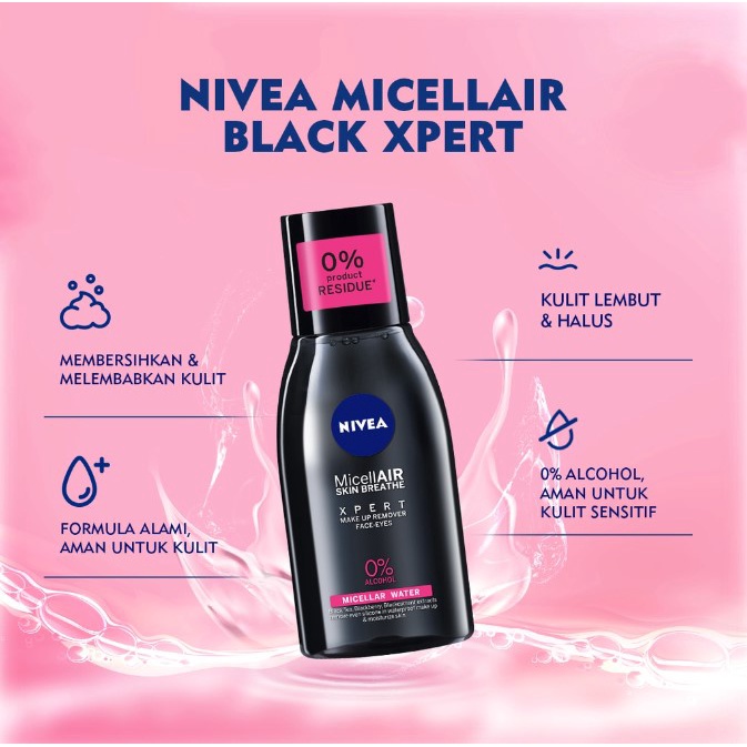 ❤ RATU ❤ Nivea Face Micellar Skin Breathe Pearl White 125ml - 200ml | Micellar Water Black Xpert | Make Up Remover