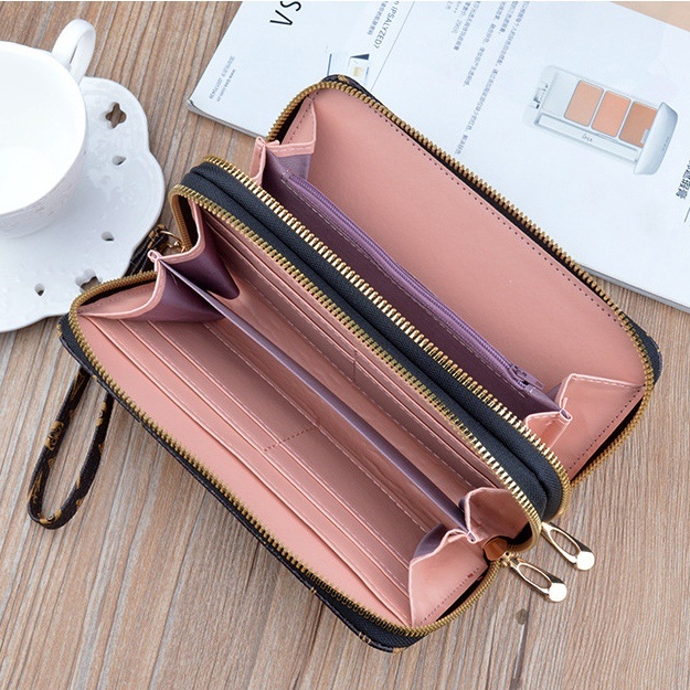 DOMPET PANJANG WANITA KULIT PREMIUM IMPORT 2 RESLETING COKLAT WALLA WA638B7 SIMPLE FASHION BATAM LUCU KOREA MUAT HP SLOT KARTU KOIN BRANDED KEKINIAN REMAJA