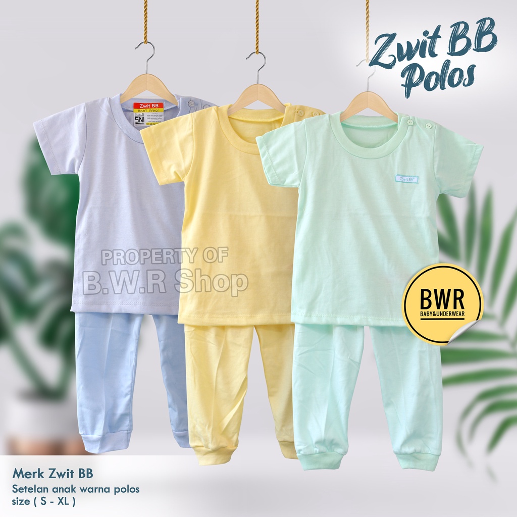 CPR Setelan Zwit BB WARNA POLOS / Setelan Anak Bayi Unisex Kaos Pendek Celana Panjang | Bwr