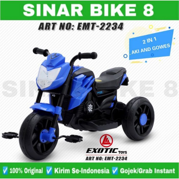 Motoran Aki Anak EXOTIC EMT 2234 Mainan Anak (2 in 1) Aki dan Gowes