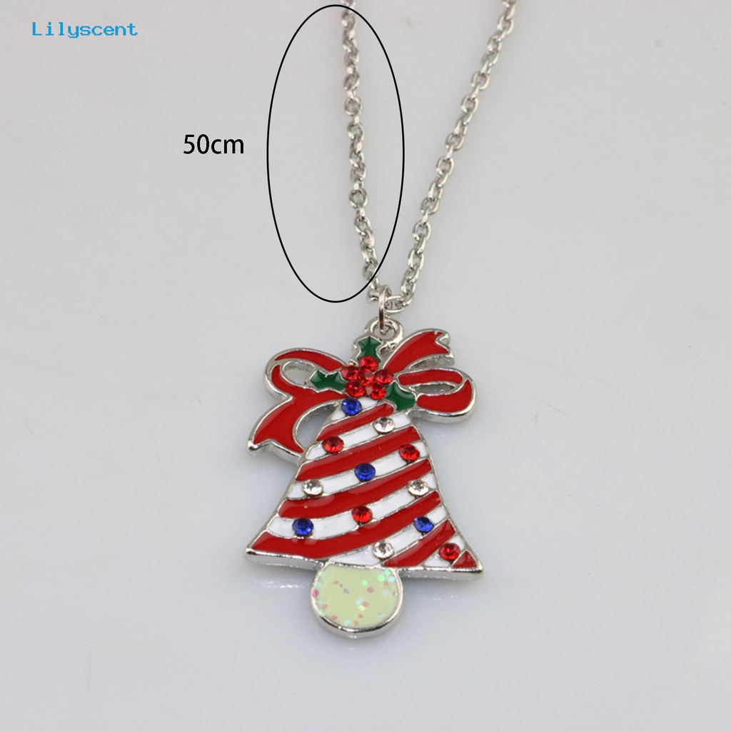 [LS] Wanita Kalung Enamel Meriah Berlian Imitasi Mengkilap Hias All-match Dekoratif Hadiah Tahun Baru Merry Christmas Santa Claus Snowman Elk Pendant Necklace Perhiasan Aksesori