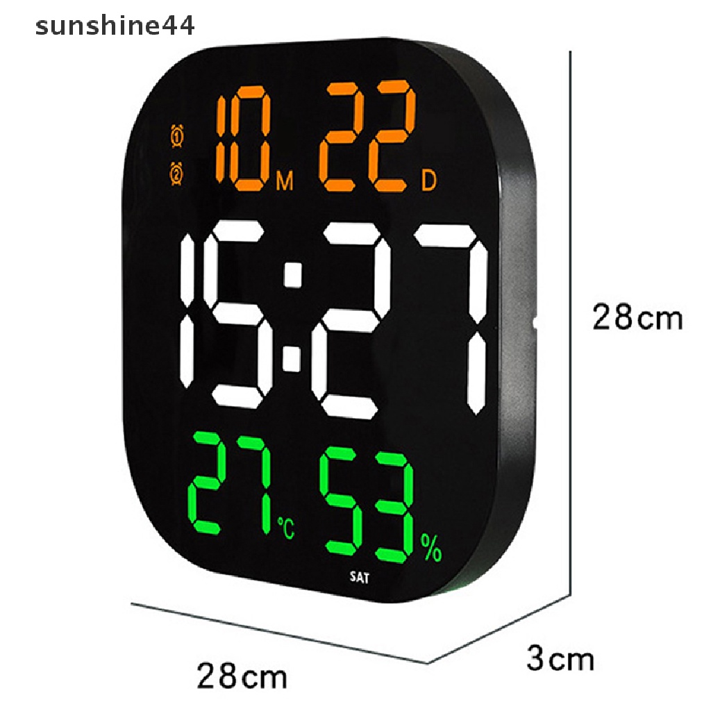 Sunshine Jam Dinding Digital LED Layar Besar Suhu Tampilan Tanggal Hari Jam Alarm Elektronik Dengan Remote Control Dekorasi Ruang Tamu ID