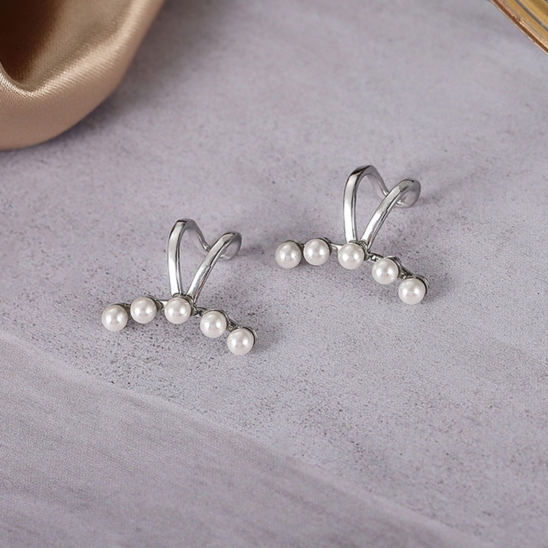 Anting Klip Telinga Mutiara Warna Emas Silver Untuk Wanita Tanpa Tindik Minimalis Fashion Perhiasan Accessorie