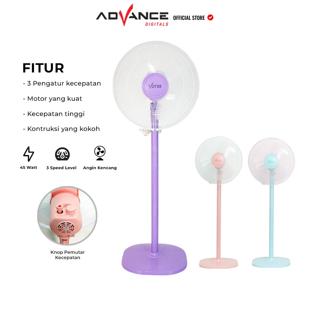 [Garansi 1 tahun]Advance Kipas Angin Berdiri Stand Fan VT1605 Votre 16&quot; inch