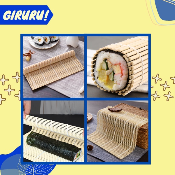 Gulungan Sushi Bamboo / Penggulung Sushi / Tikar Bamboo Sushi / Sushi Roll Matt / Bamboo Sushi Mat Roller / Alat Penggulung Pembuat Sushi / Tikar Bambu Gulungan Sushi / SUSHI Roller Alas Gulung Tikar Penggulung Sushi Makisu Mat Roll / BAMBU SUSHI ROLL