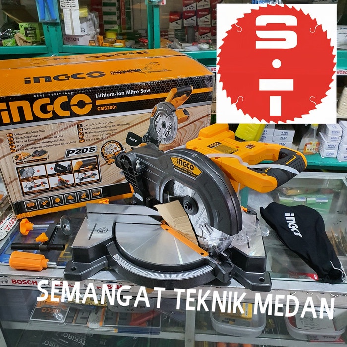 Terlaris Saw Cms2001 Cordless Miter Mitre Saw Mitersaw 8" 20V Unit Ingco Cms 2001