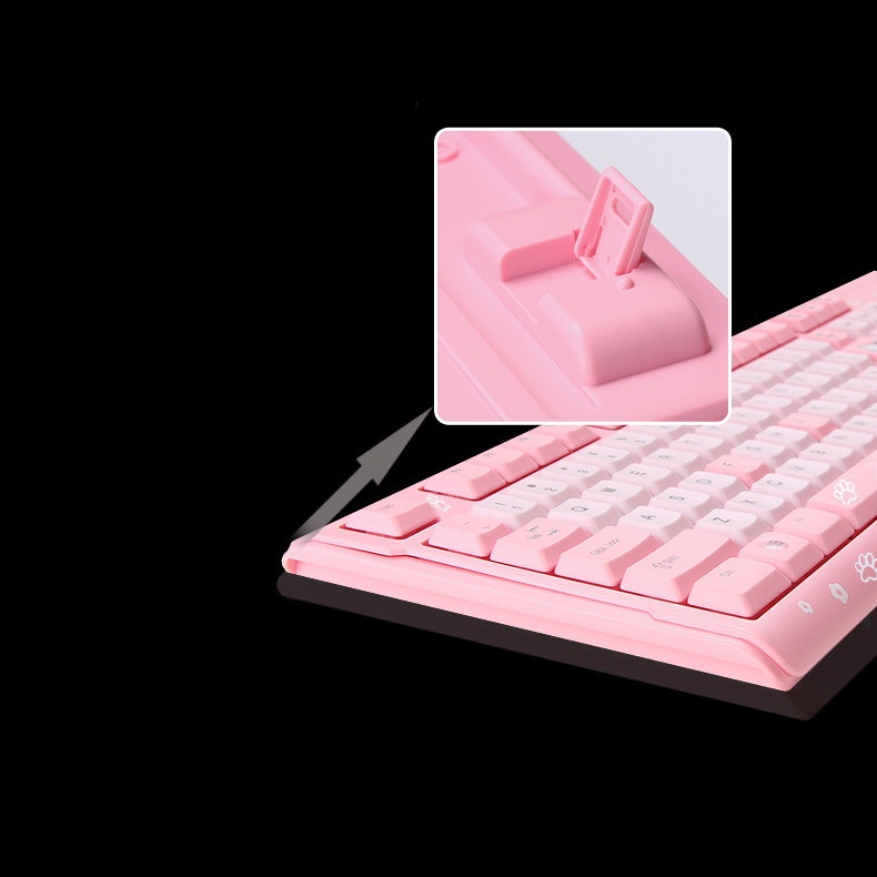 Kitty Keyboard Lucu Pink USB Keyboard Kabel Ultra-Tipis Tahan Air 104tombol Keyboard Gaming Keyboard Kantor