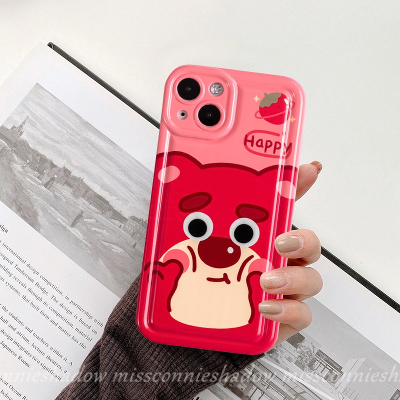 IPHONE Casing Ponsel Pasangan Manyo Beruang Strawberry Lucu Kompatibel Untuk Iphone11 12 13 14 Pro MAX 7Plus XR 6 6S Plus 8Plus X XS MAX Kartun Alien Toy Story Shockproof Airbag Soft TPU Cover