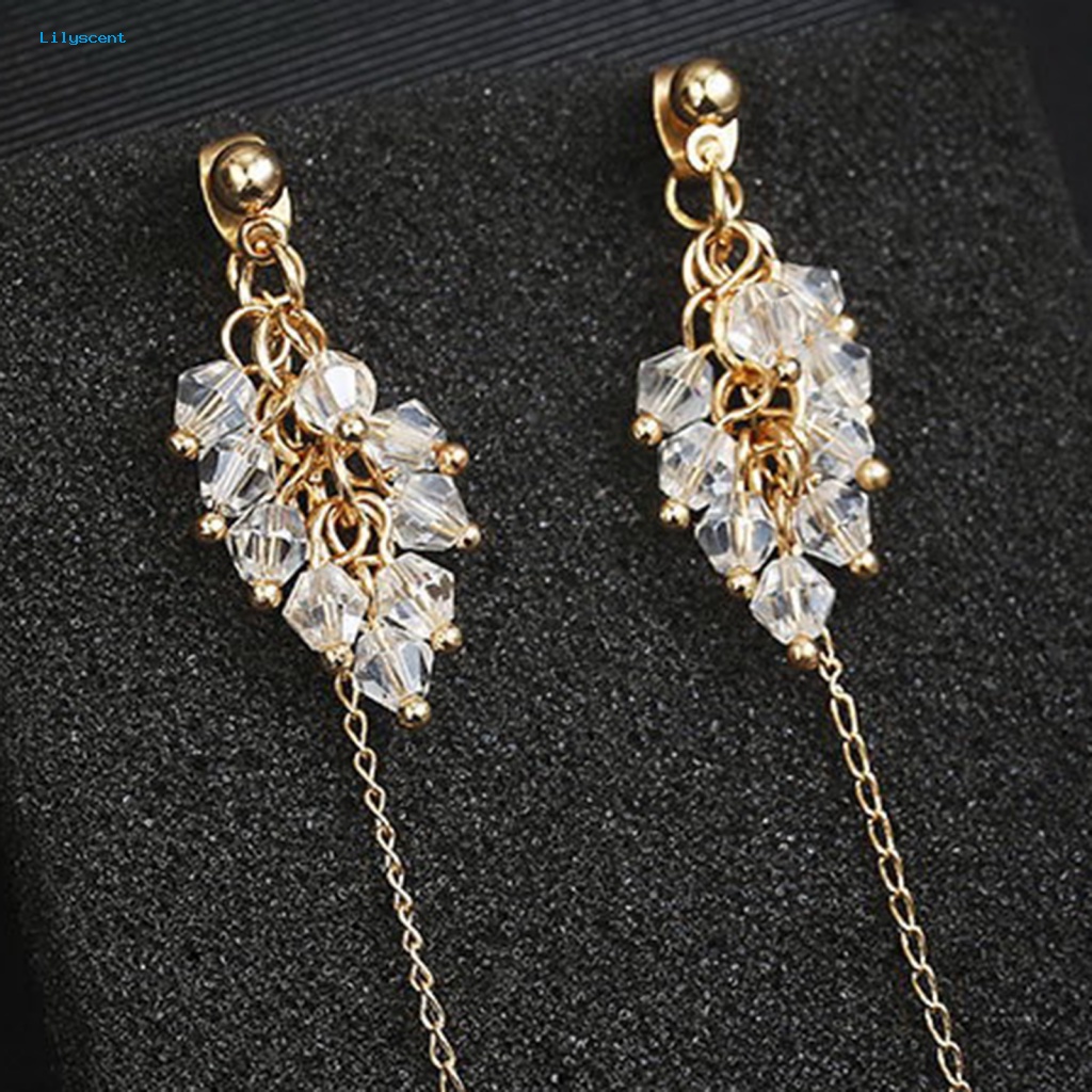 Lilyscent 1pasang Ringan Lady Earrings Perhiasan Pernikahan Prom Indah Anting Gantung Kepribadian