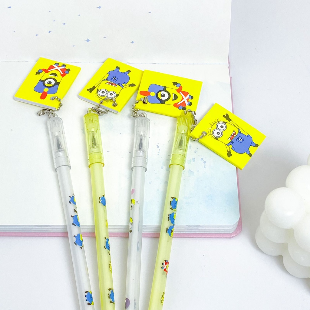 

PEN GANTUNGAN BUKU MINION / PENA GEL TINTA HITAM GANTUNGAN BUKU MINION DESPICABLE ME MINI BOOK ALAT TULIS MURAH