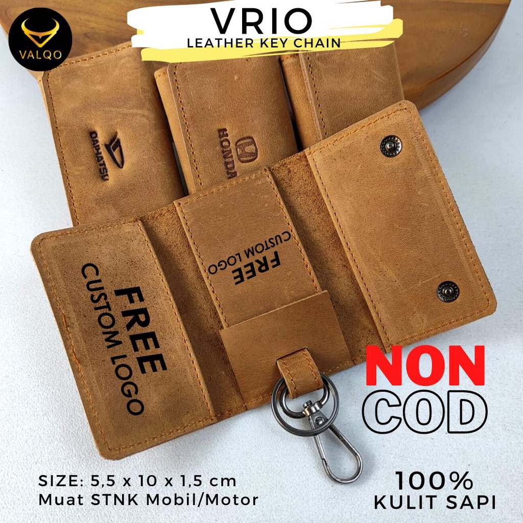 [KHUSUS NON COD] VRIO Free Custom Grafir Logo Tulisan Gantungan kunci kulit sapi untuk Mobil Motor Dompet STNK