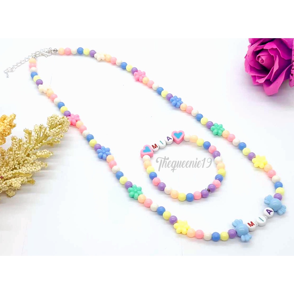 Kalung Anak Custome Nama | 1 Set Accesories Kalung & Gelang Anak Perempuan