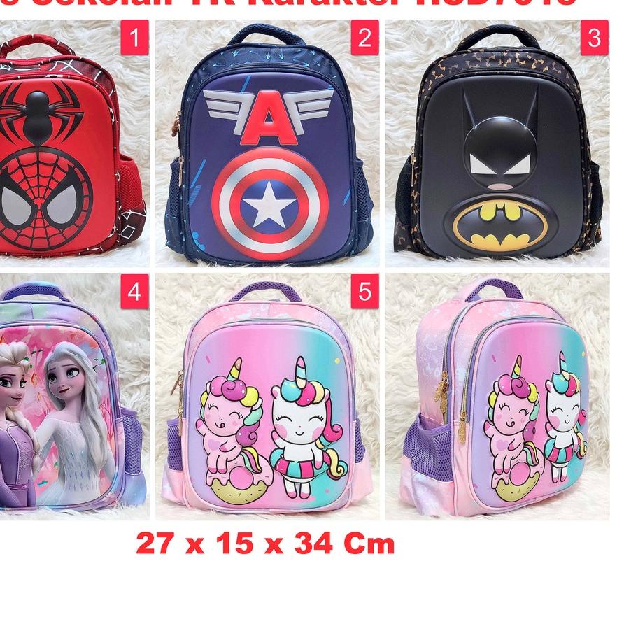 ♣ Tas Ransel Sekolah Anak TK Karakter Spiderman Frozen Unicorn HSD7013 toko-asemka ☛