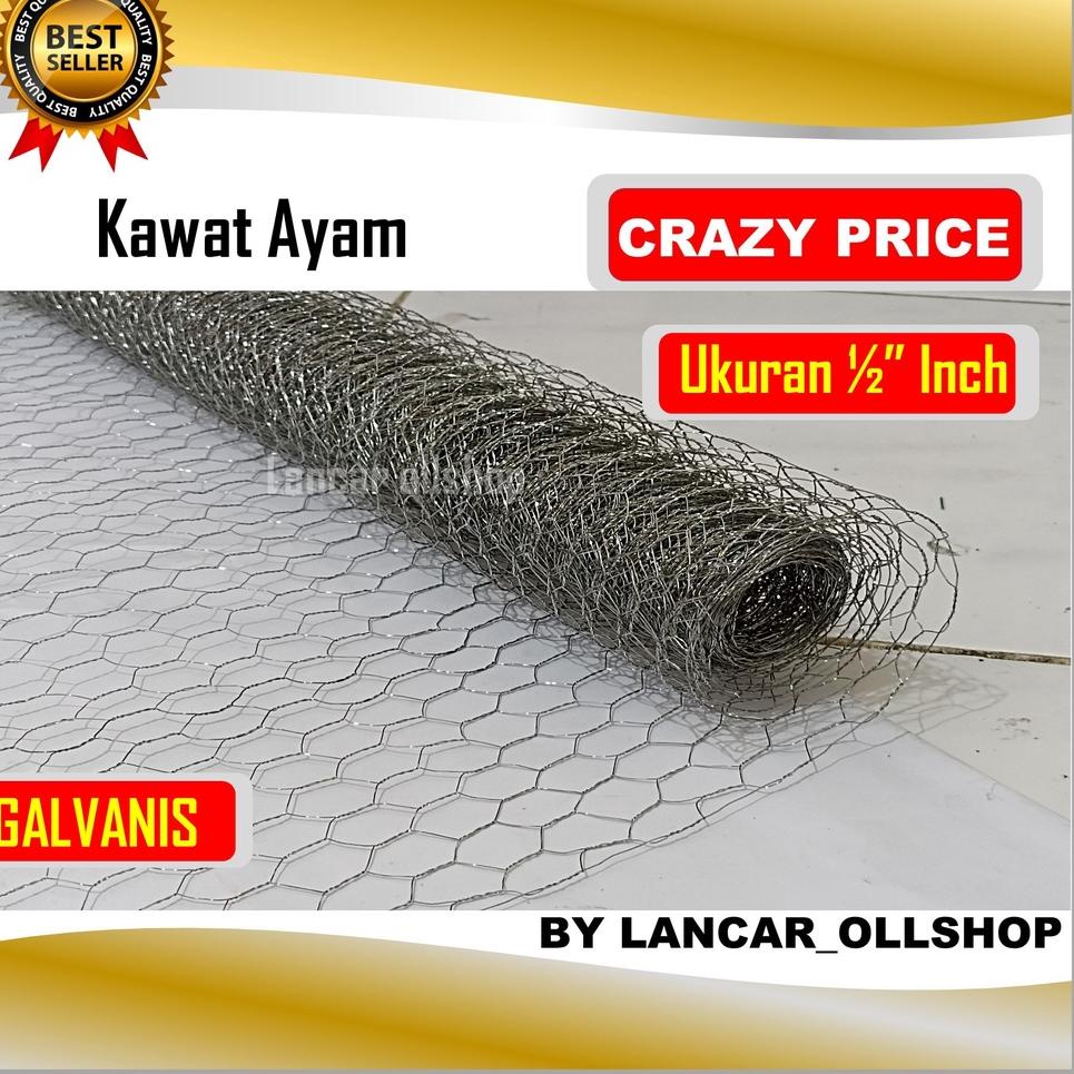 HARGA MURAH G21 Kawat Ayam Roll Rollan / Chiken WIRE MESH GALVANIZED Panjang 7 M Untuk Kndang Ternak