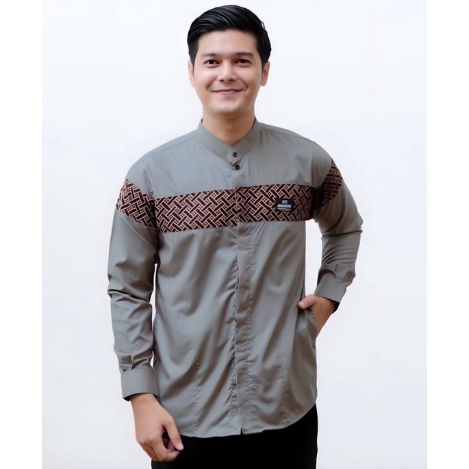 Baju Koko Pria Dewasa Lengan Panjang Motif Kobata Kombinasi Batik Terbaru,