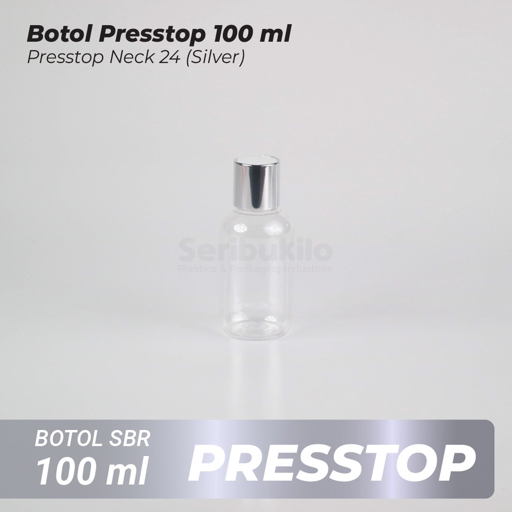 Botol Presstop SBR 100ml/Botol PET 100ml Presstop/Disctop Silver - Soft Gold - Dark Gold